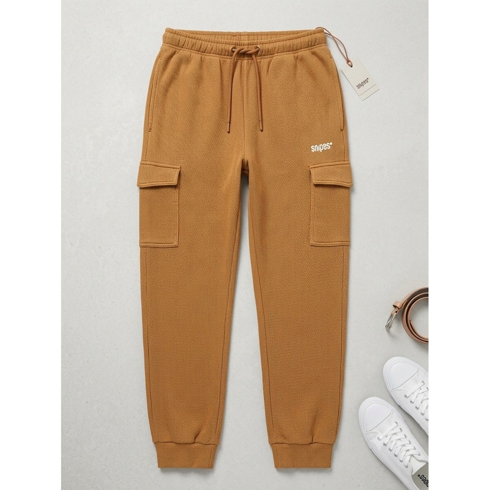 Snipes Mens Cargo Sweatpants Brown Cotton Blend Fleece Joggers Size M